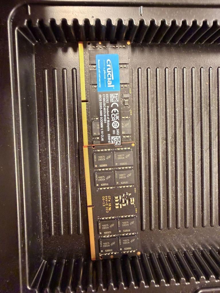 Micron Crucial RAM 48GB DDR5-5600, Computers en Software, RAM geheugen, Zo goed als nieuw, Micron, DDR5, Laptop