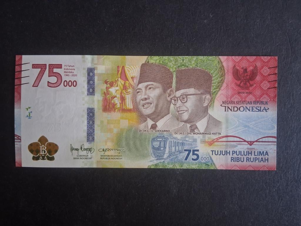 75.000 rupiah Indonesië unc 2020, Ophalen of Verzenden, Zuidoost-Azië, Los biljet