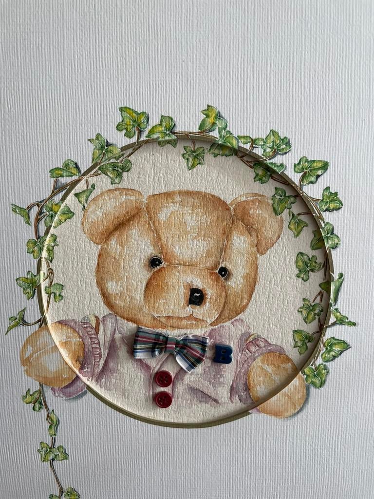 Prachtige (echte ) aquarel van Beertje Bob, Verzamelen, Beren en Cherished Teddies, Ophalen of Verzenden, Zo goed als nieuw, Stoffen beer