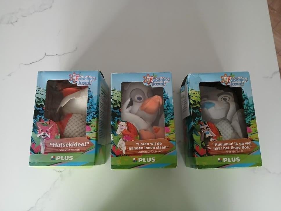 De Fabeltjeskrant handpoppen Lowieke, Juffrouw Ooievaar, Bor, Ophalen of Verzenden, Nieuw, Overige typen