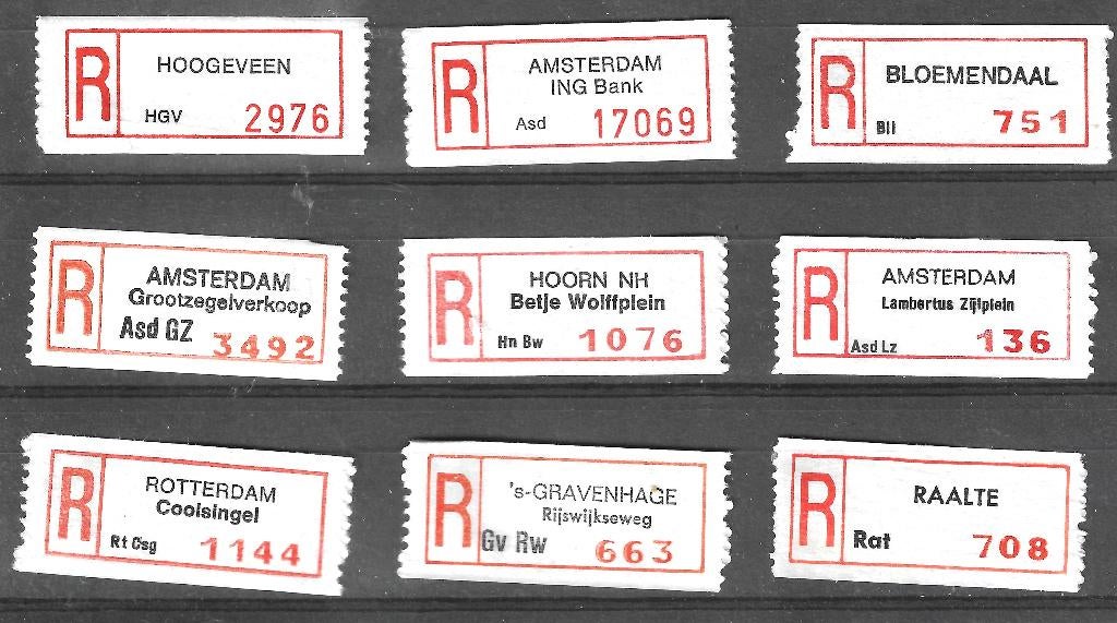 Nederland Aantekenstrookjes - 23, Postzegels en Munten, Postzegels | Nederland, Ophalen of Verzenden, Na 1940