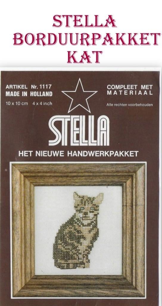 Borduurpakket Stella: - Kat- Afmeting: 10 x 10 cm, Ophalen of Verzenden, Nieuw, Handborduren, Borduurpakket