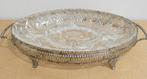 Geslepen glazen schaal in metalen houder [918], Ophalen, Rond, Glas