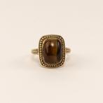 Gouden ring met tijgeroog, Ophalen of Verzenden, Goud, Ring, Met edelsteen