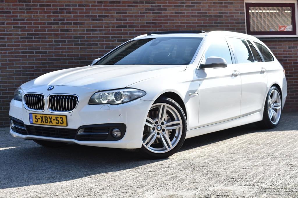 BMW 5-serie Touring 525d High Executive '13 Xenon Leder Pano, Auto's, BMW, Automaat, Achterwielaandrijving, 2000 kg, Wit