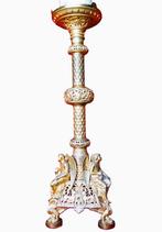 Verguld bronzen kerkkandelaar kandelaar 1750-1800., Ophalen, Koper of Brons