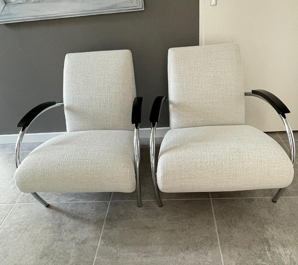 2X Gelderland fauteuil 5470 Jan des Bouvrie als nieuw, Ophalen, 75 tot 100 cm, Zo goed als nieuw, Stof