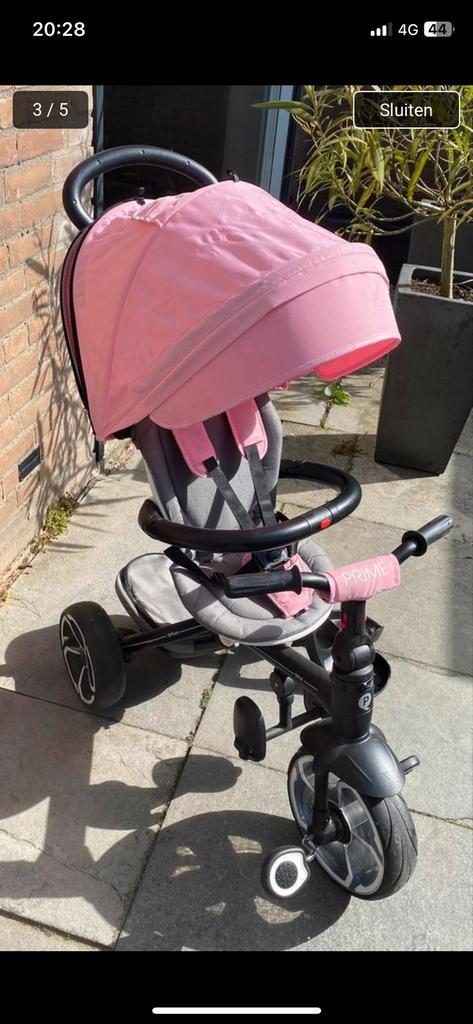 Q Play Driewieler Roze met Duwstang en Zonnekap, Kinderen en Baby's, Speelgoed | Buiten | Voertuigen en Loopfietsen, Zo goed als nieuw