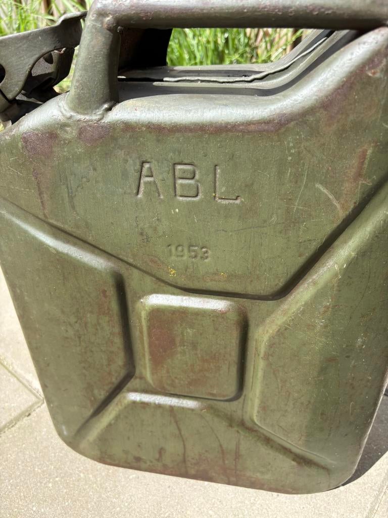Vintage militaire jerrycan ABL 1953 origineel Belgisch leger, Ophalen of Verzenden