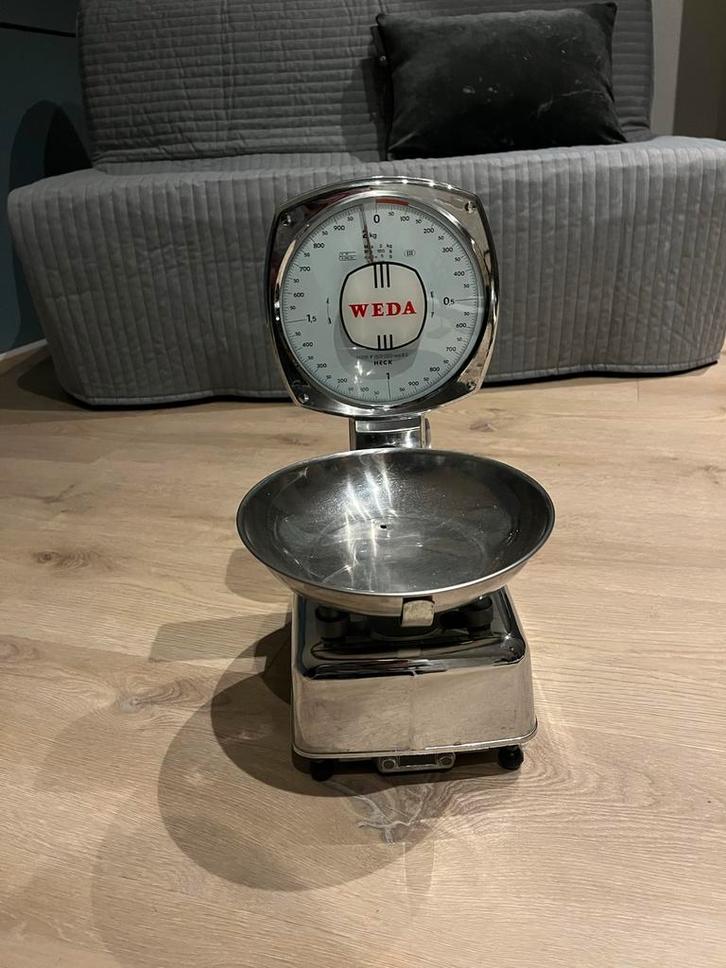 Vintage WEDA Keukenweegschaal - Chroom, Doe-het-zelf en Verbouw, Weegschalen, Gebruikt, Overige typen, Minder dan 50 kg, Ophalen of Verzenden