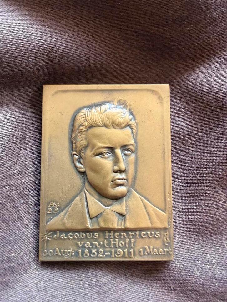 Jacobus Henricus van 't Hoff  plaquette., Verzamelen, Beelden en Beeldjes, Gebruikt, Mens, Ophalen of Verzenden