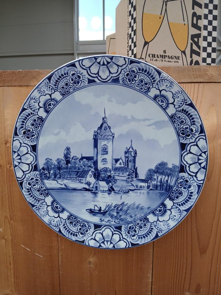 Decoratief Delfts blauw bord - Estafette Harlingen, Ophalen
