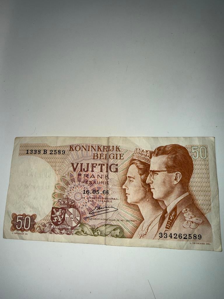 Belgisch bankbiljet 50 Frank 1966 - Koning Boudewijn & Fabio, Postzegels en Munten, Bankbiljetten | België, Ophalen of Verzenden