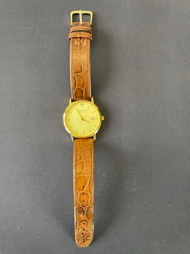 Gassan Diamonds Polshorloge - Goudkleurig met Leren Band, Overige merken, Polshorloge, Ophalen of Verzenden, Leer