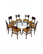 8x vintage gerestaureerde eetkamerstoel, Farstrup ‘60, Huis en Inrichting, Stoelen, Ophalen of Verzenden, Zo goed als nieuw, Stof