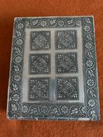 Metalen sieradendoos met blauw fluweel en spiegel, Ophalen of Verzenden, Zo goed als nieuw