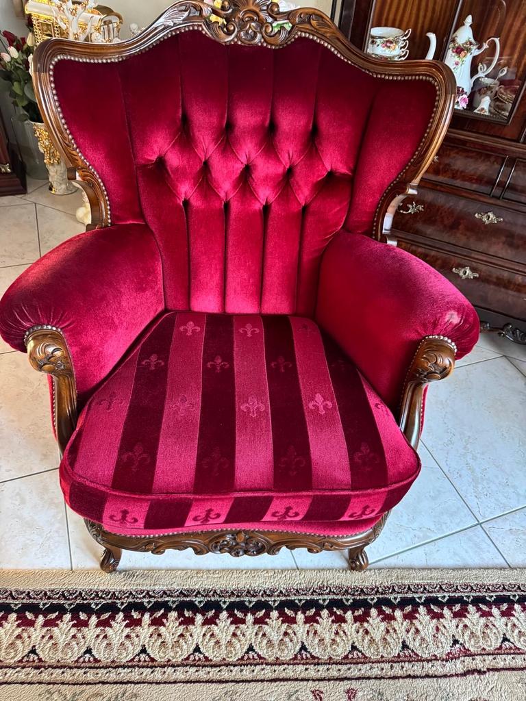 Barok bankstel: 2x 1-zits fauteuil en 4-zits bank, Huis en Inrichting, Ophalen, 250 tot 300 cm, Gebruikt, 75 tot 100 cm