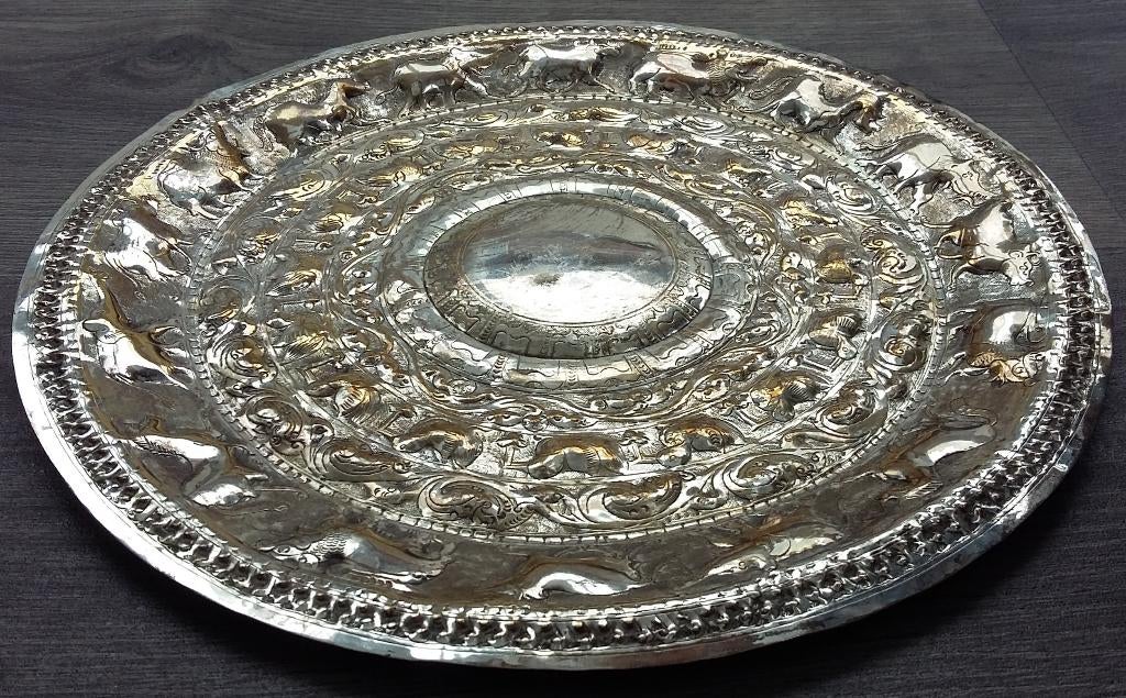 Omstreeks 1930 -1950 GROTE Aziatische India Indische Schaal, Ophalen of Verzenden