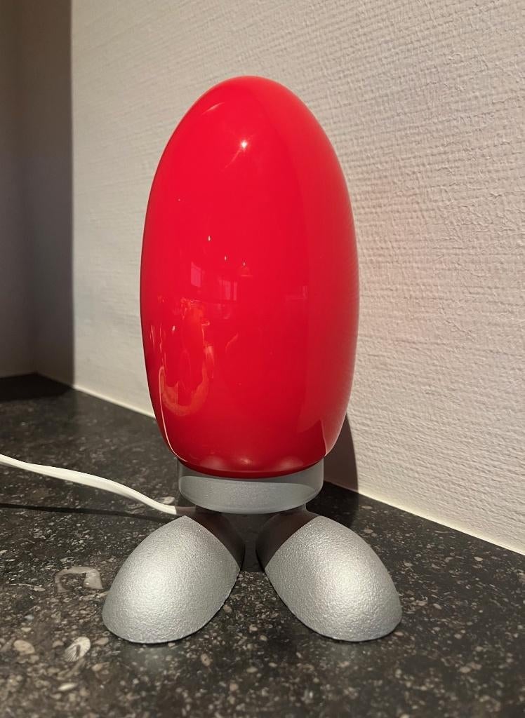 Rode Ikea Fjorton Dino Egg lamp, Huis en Inrichting, Lampen | Tafellampen, Gebruikt, Ophalen of Verzenden, Glas, Minder dan 50 cm