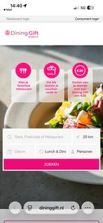 €20,- giftcard dinergift, Eén persoon, Kortingsbon, Overige typen