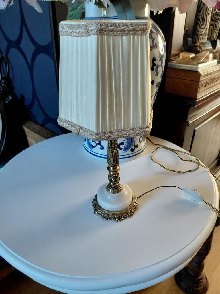 Vintage messing marmeren lamp tafellamp schemerlampje, Ophalen