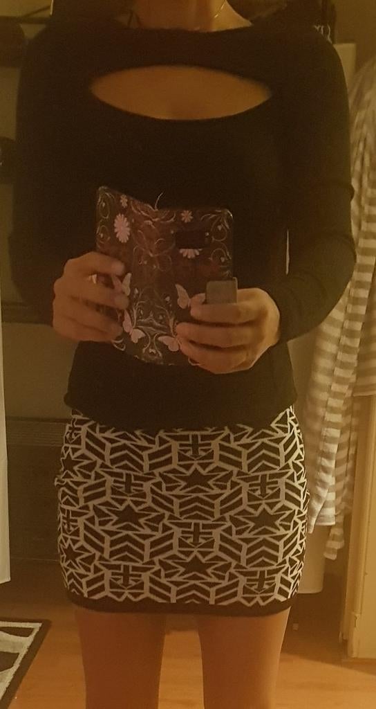 Setje trui kleding rok zwart wit mini rokje s kerst rokken, Divided, Verzenden, Zwart, Zo goed als nieuw