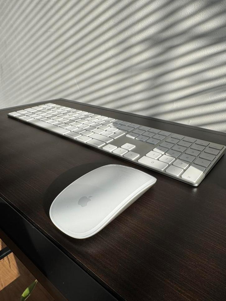 Apple Magic Keyboard met numeriek toetsenblok en Magic Mouse, Computers en Software, Muizen, Zo goed als nieuw, Muis, Draadloos