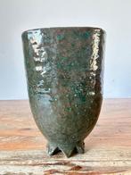 Vaas - keramiek - prachtig donkergroen geglazuurd, Ophalen of Verzenden
