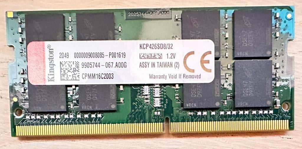 Kingston 32GB DDR4 2600MHz Sodimm (x1), Computers en Software, RAM geheugen, 32 GB, DDR4, Ophalen of Verzenden, Zo goed als nieuw