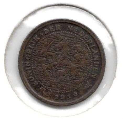 Nederland Halve cent 1916 Wilhelmina, Postzegels en Munten, Ophalen of Verzenden, Koningin Wilhelmina, Overige waardes, Losse munt