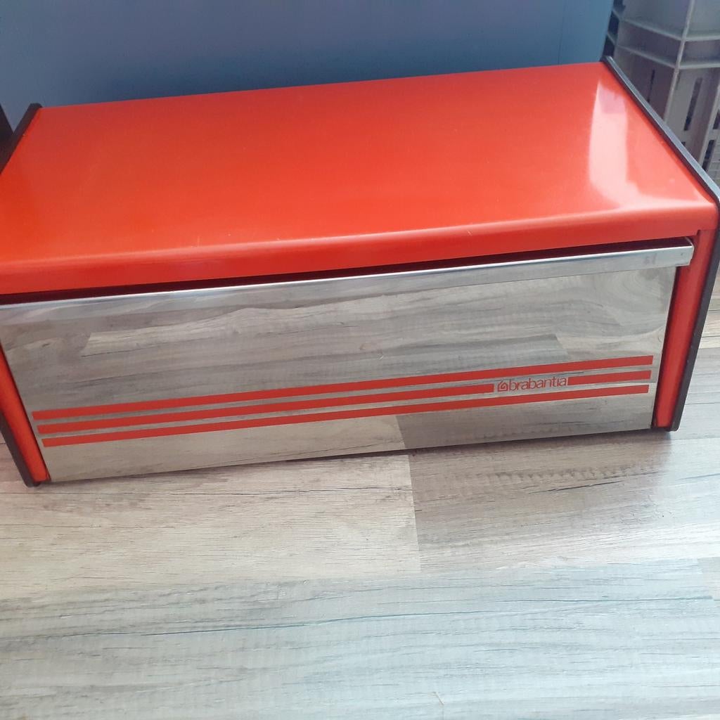 Retro vintage oranje broodtrommel uit de jaren 70, brabantia, Verzamelen, Retro, Ophalen of Verzenden, Huis en Inrichting