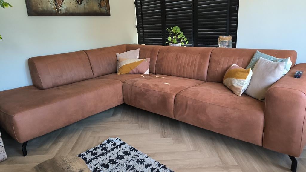 Hoekbank cognac, Ophalen, Gebruikt, Kunststof