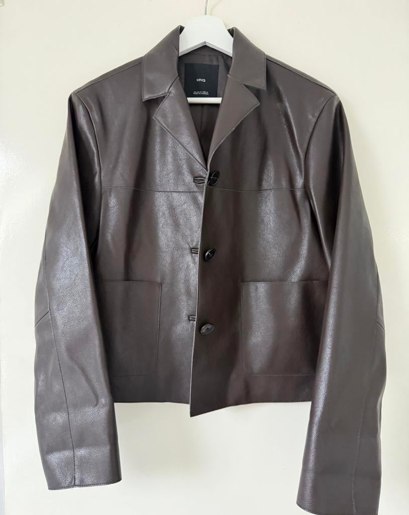 Mango Bruin Faux Leren Jasje Maat M, Kleding | Dames, Jassen | Zomer, Ophalen of Verzenden, Zo goed als nieuw, Maat 38/40 (M)