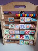 Houten Alfabet en Cijfer Leerbord met Kralen, Ophalen of Verzenden, Gebruikt, Taal en Lezen