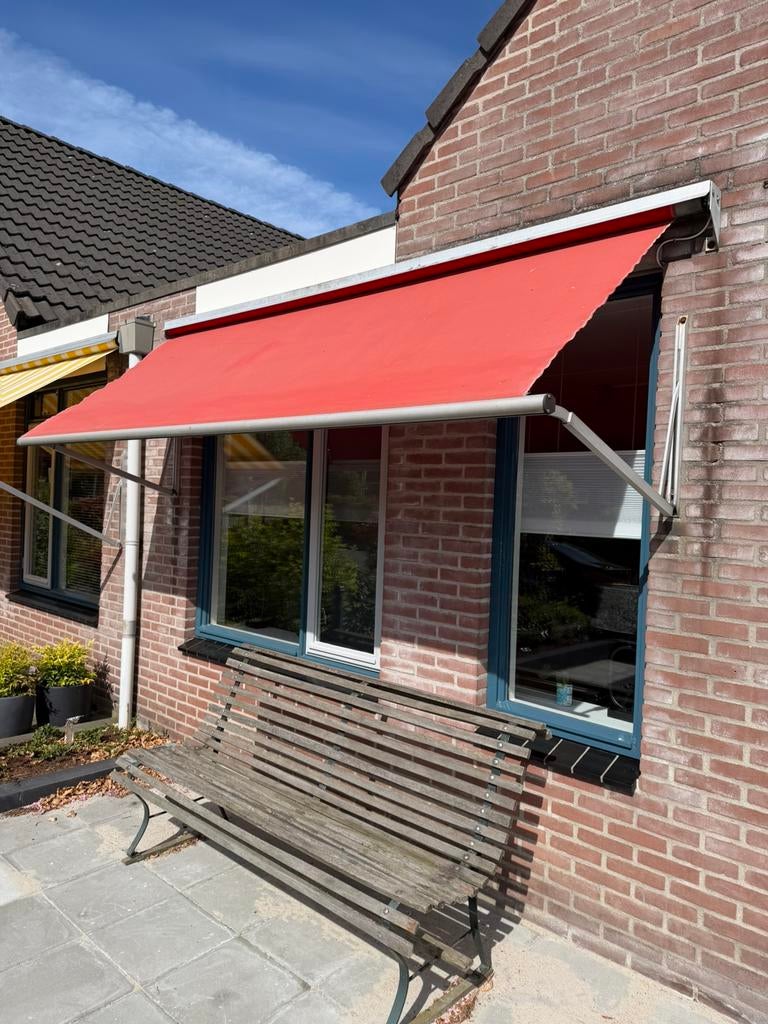 Zone scherm rood orange 3.1 meter breedt, Gebruikt, Elektrisch, Ophalen of Verzenden, 250 cm tot 450 cm