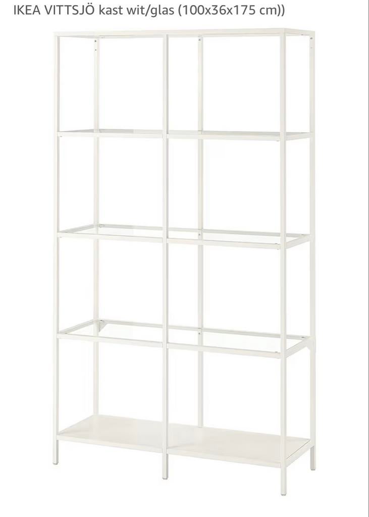 IKEA Vittsjö kast wit/glas (100x36x175 cm), Ophalen, Met plank(en), Gebruikt, 50 tot 100 cm