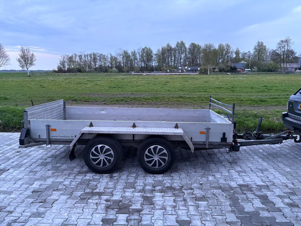 Humbaur machinetransporter aanhanger, Ophalen of Verzenden, Gebruikt
