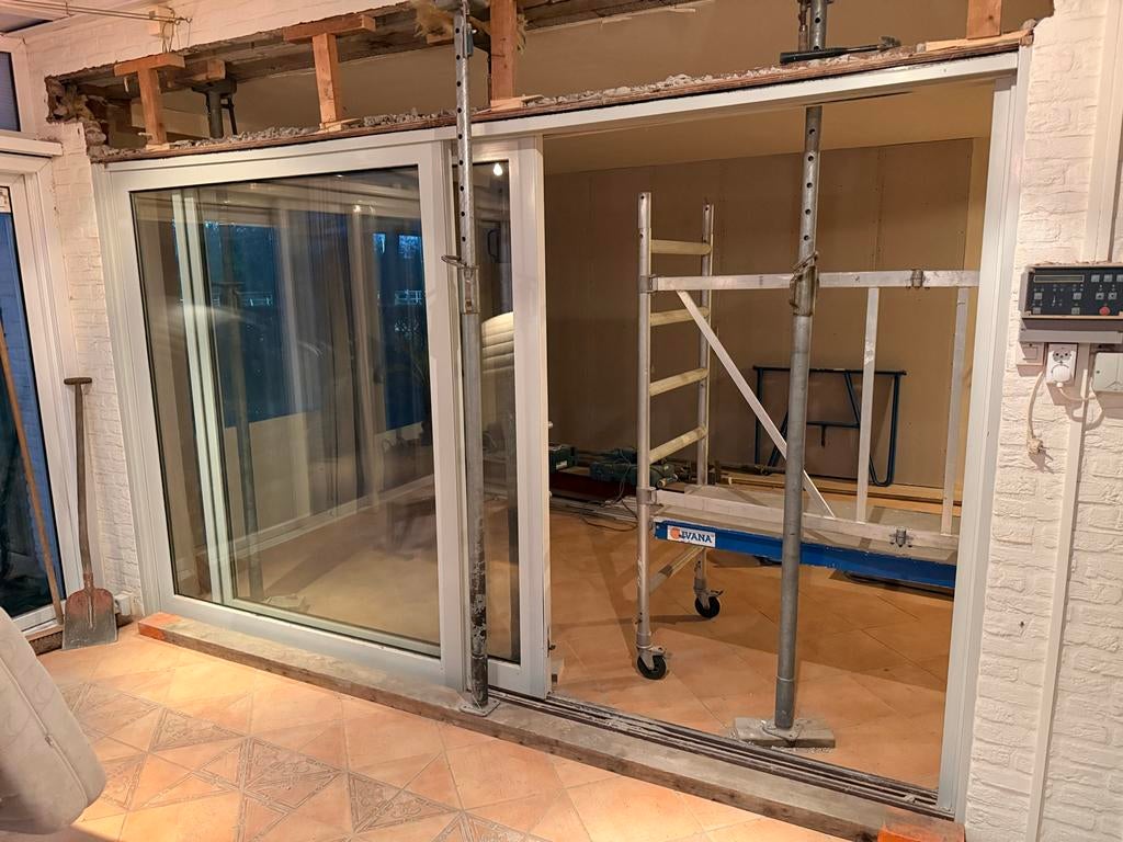 Gebruikte Schuifpui kunststof 220x365 cm HR++, Doe-het-zelf en Verbouw, Ophalen, Gebruikt, 225 cm of meer, 150 tot 225 cm