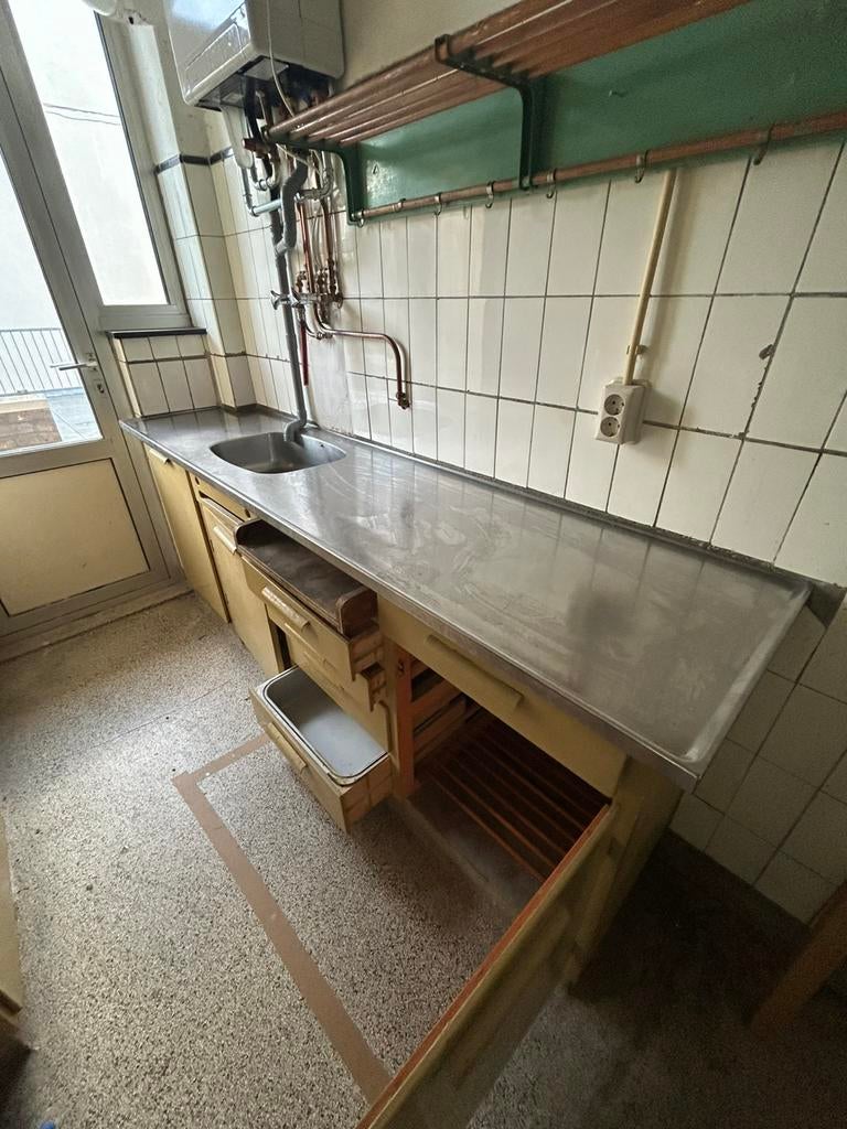 Vintage Piet Zwart Bruynzeel Keuken - Authentiek Design, Ophalen, Gebruikt, Bruin, Dubbelwandige keuken