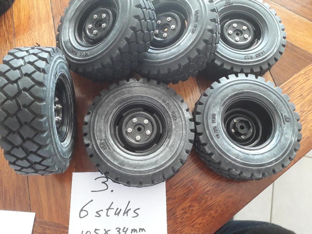 MOOIE TERREINBANDEN VOOR 6X6 TRUCK OF DUMPER TRACTOR, Elektro, Auto offroad, Schaal 1:14, Nieuw