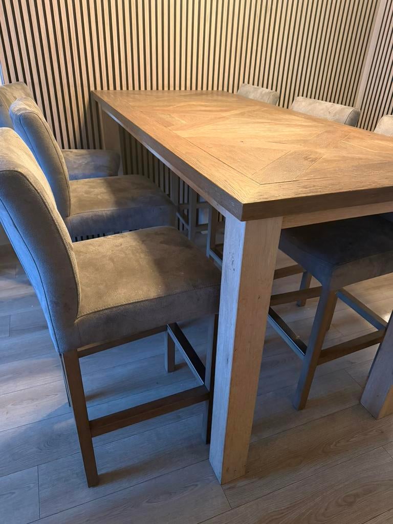 Eettafel met 6 suède eetstoelen, Huis en Inrichting, Ophalen, Gebruikt