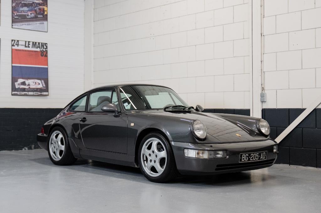 Porsche 964 Coupe C4 handgeschakeld 1990 'Slate Grey', Leder, Bedrijf, Handgeschakeld, Zilver of Grijs