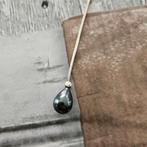 Zilveren ketting met grijze parel, Verzenden, Zo goed als nieuw, Zilver, Zilver