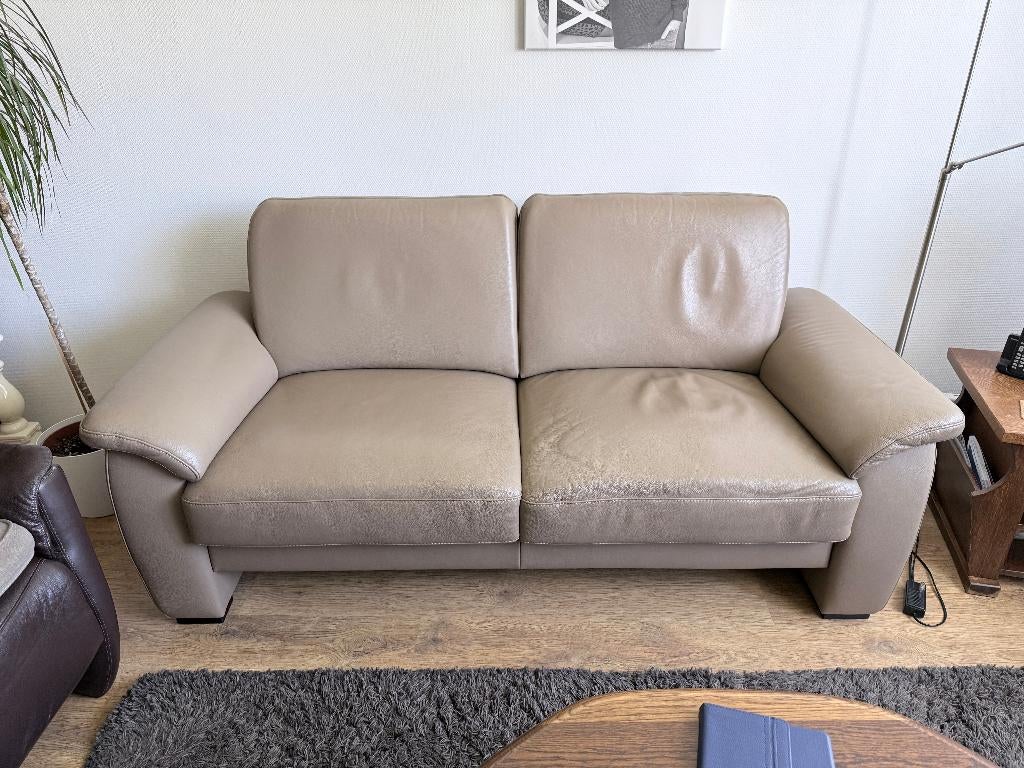 Nette leren 2,5-zits bank (leverkleur) - In goede staat, Ophalen, Gebruikt, 150 tot 200 cm, Tweepersoons