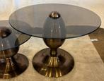 Rookglas salontafel set van 2 – metalen onderstel – nieuw, Ophalen, 50 tot 100 cm, Rond, Nieuw