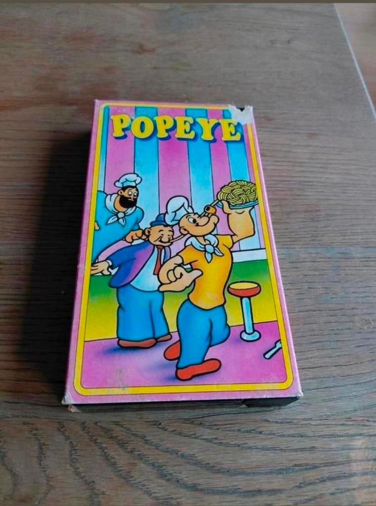 Popeye videoband met 4 tekenfilms o.a. grote boze Sinbad., Alle leeftijden, Ophalen of Verzenden, Gebruikt, Tekenfilms en Animatie