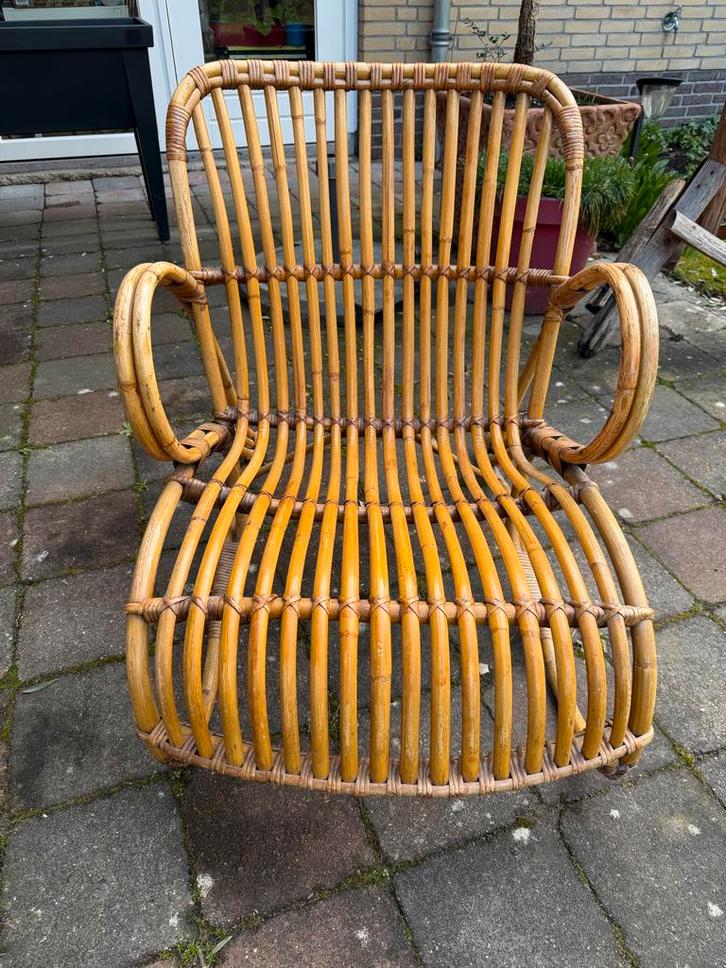 Vintage Rotan stoel 1960 - Dirk van Sliedrecht voor Rohe, Antiek en Kunst, Antiek | Meubels | Stoelen en Banken, Ophalen of Verzenden