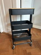IKEA RÅSKOG roltafel / trolley zwart met bamboe blad, Huis en Inrichting, Kasten | Overige, Ophalen, Gebruikt