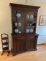 Engelse Servieskast / Boekenkast - Antiek Houten Vitrinekast, Ophalen, Gebruikt, 100 tot 150 cm, 200 cm of meer
