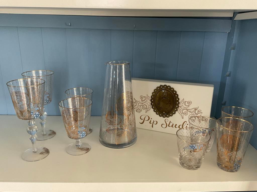 Pip Studio Royal glazen set - 9 delig, Huis en Inrichting, Keuken | Servies, Glas of Glazen, Nieuw, Ophalen of Verzenden, Glas